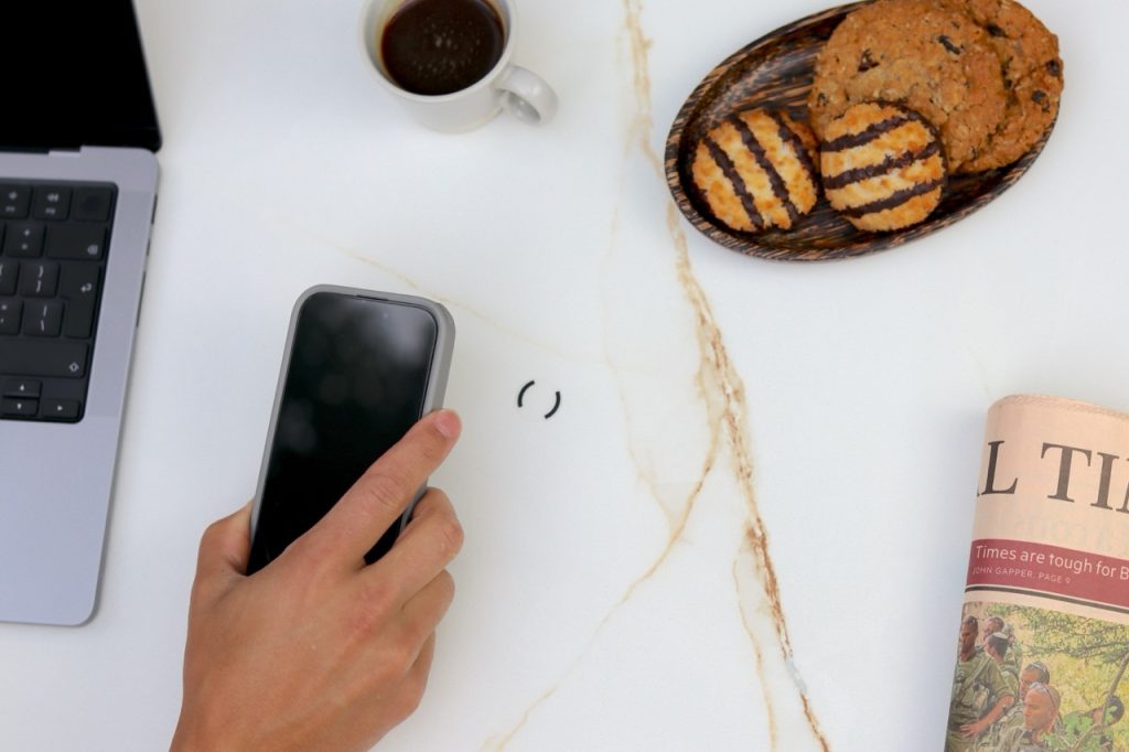 Laminam porcelain countertop with wireless phone charging
